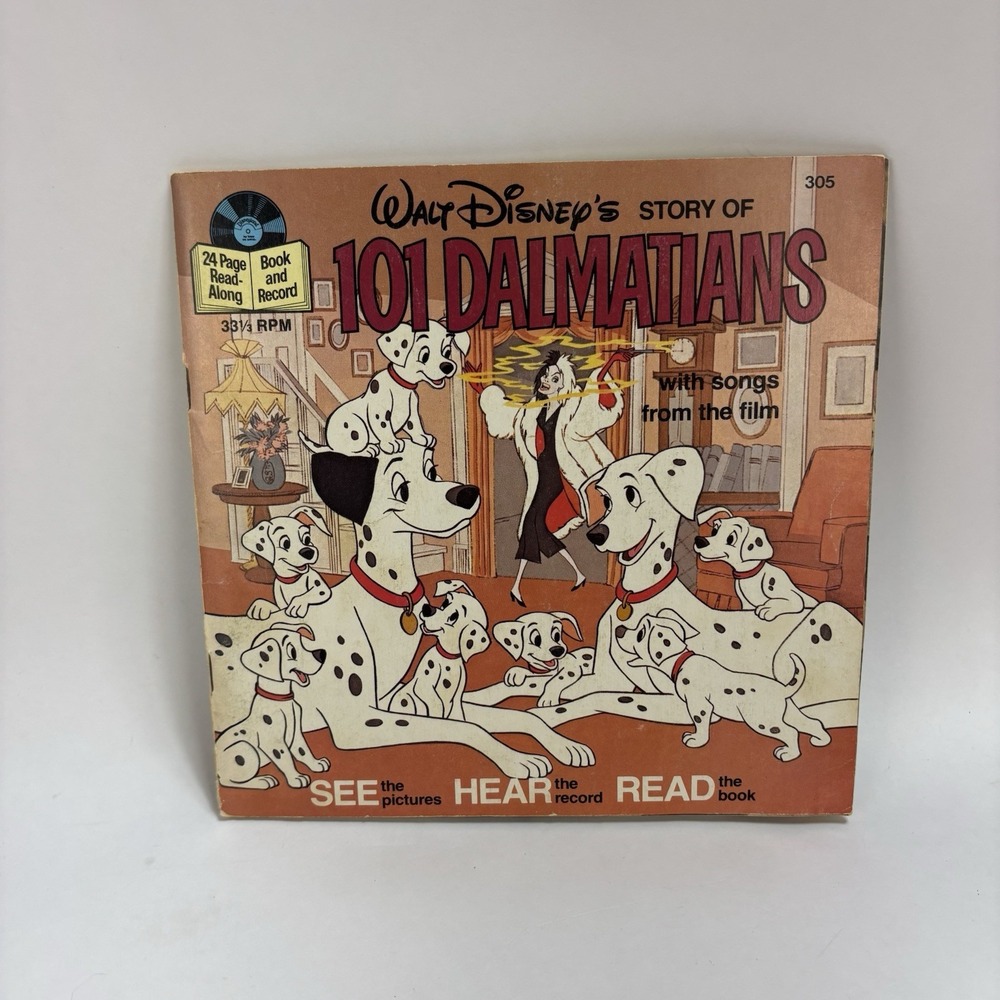 101 DALMATIANS - DISNEY BOOK / RECORD # 305 FOR CHILDREN – DATED 1982